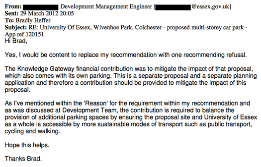 University of Essex Car Park FOI's