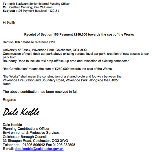 University of Essex Car Park FOI's
