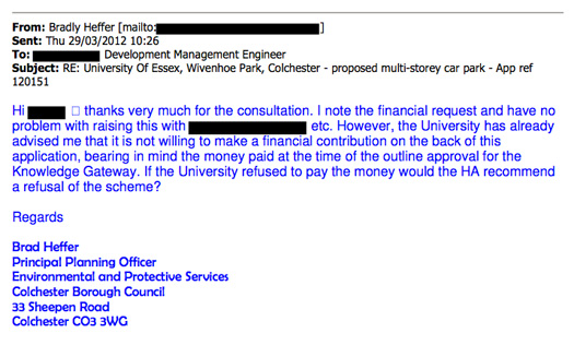 University of Essex Car Park FOI's